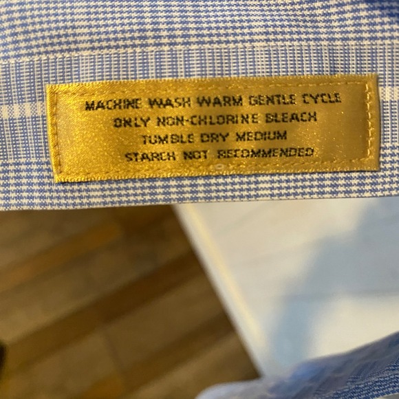 Roundtree & Yorke Gold Label Blue Plaid Non-Iron Cotton Dress Shirt 18.5 36 Tall - Picture 5 of 10